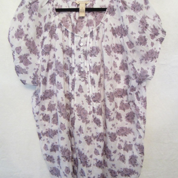 Bit & Bridle Purple/White Boat Neck Short Sleeve Women's 2X Blouse - Picture 1 of 3